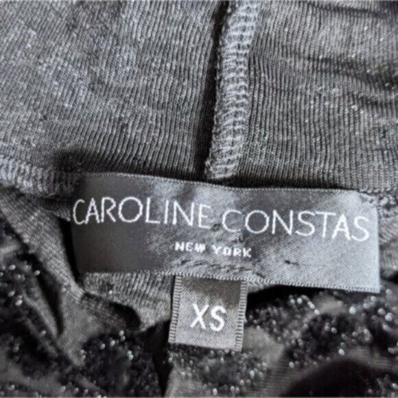 Caroline Constas Delphine Leopard Turtleneck Top XS Black Shimmer Velvet Flocked - Picture 7 of 9